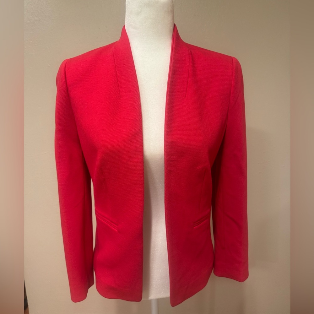 J. Crew Red Collarless Blazer
